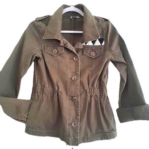 Roxy Cotton Rib Military Olive Green Jacket Sz XS